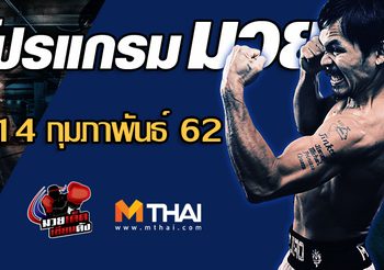 โปรแกรมมวย วันพฤหัสบดี ที่ 14 กุมภาพันธ์ 2562