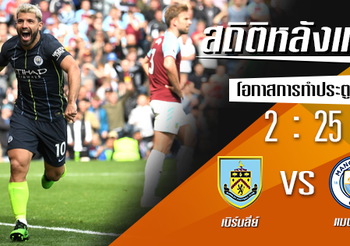 สถิติหลังเกม : เบิร์นลี่ย์ vs แมนเชสเตอร์ ซิตี้ !! (28 เม.ย. 62)