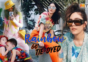 วิธีแมทช์ แฟชั่นมัดย้อม สีรุ้งคัลเลอร์ฟูล ให้สดใส แบบ ชมพู่ อารยา