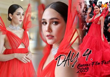 ส่งท้าย พรมแดงคานส์ 2019 ชมพู่ ขอเป็นตัวเอง จัดซีทรูสีแดงเสริมโครงไหล่