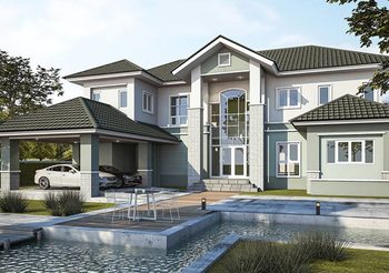 บ้านแนวคอนเทมโพรารี่ 5 ห้องนอน 4 ห้องน้ำพื้นที่ใช้สอย 389 ตร.ม.