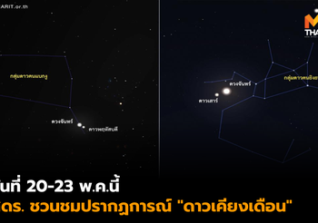 20-23 พ.ค.นี้ ชวนชม “ดาวเคียงเดือน” ดาวพฤหัสบดี-ดาวเสาร์เคียงดวงจันทร์