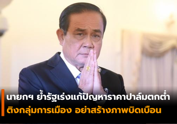 นายกฯ ย้ำรัฐเร่งแก้ปัญหาราคาปาล์มตกต่ำ ติงกลุ่มการเมืองอย่าสร้างภาพบิดเบือน