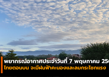 พยากรณ์อากาศ ประจำวันที่ 7 พฤษภาคม 2562