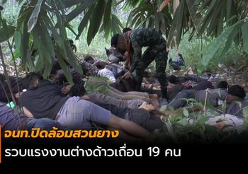 จนท.ปิดล้อมสวนยาง รวบแรงงานต่างด้าวเถื่อน 19 คน
