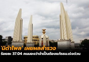 ‘นิด้าโพล’ เผยผลสำรวจ ร้อยละ 37.04 คนมองจำเป็นต้องแก้รธน.เร่งด่วน
