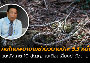 กรมสุขภาพจิตเผย คนไทยพยายามฆ่าตัวตายปีละ 53,000 คน สำเร็จ 4,000 ราย