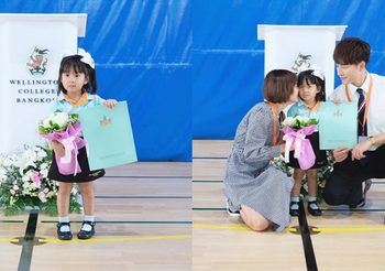 น้องเป่าเปา เรียนจบเตรียมอนุบาล โรงเรียนนานาชาติเวลลิงตันคอลเลจละค๊า