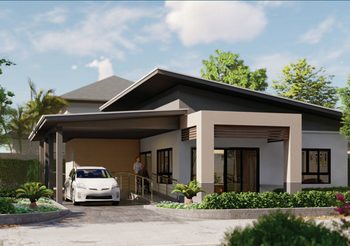 แบบบ้านเดี่ยวชั้นเดียว 2 ห้องนอน 1 ห้องน้ำเหมาะสำหรับเนื้อที่ 332 ตร.ม.ขึ้นไป
