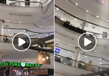 นาทีน้ำฝนไหลเข้าห้างดัง ใน จ.นนทบุรี เหตุจากฝ้ารั่ว