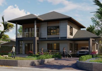 แจกแบบบ้านฟรี แบบบ้านเดี่ยวสองชั้น 3 ห้องนอน 2 ห้องน้ำ