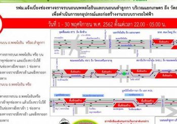 รฟม. แจ้งเบี่ยงช่องทางจราจรช่วงกลางคืน แยกเกษตร-วัดสายไหม 1-30 พ.ย.