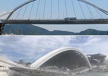 นาทีสะพานข้ามแม่น้ำ ที่ไต้หวันถล่ม!! ทับเรือประมง-ทำรถบรรทุกจมลงน้ำ