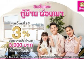ออมสิน จัดสินเชื่อเคหะ ‘กู้บ้าน ผ่อนเบา’ ล้านละ 3 พัน