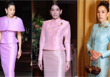 งดงามในผ้าไทย นุสบา ปุณณกันต์ ทำหน้าที่ ภริยา รมว. ดิจิทัล ต้อนรับผู้นำประเทศ