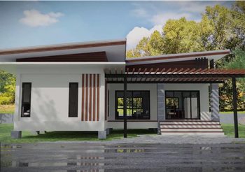 แบบบ้านแนวโมเดิร์น บ้านเดี่ยวชั้นเดียวงบ 8.5 แสนบ.ขึ้นไป