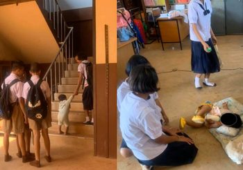 แห่ชื่นชมครู ไม่ห้ามแถมช่วยเลี้ยงหลังพี่สาวหอบน้องไปเลี้ยงในโรงเรียน เหตุแม่ไม่อยู่บ้าน