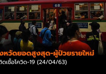 จังหวัดยอดสูงสุด-ผู้ป่วยรายใหม่ โควิด-19| 24/04/63 เวลา 11:30 น.