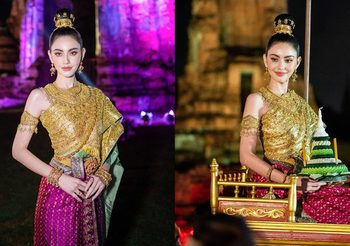 ใหม่ ดาวิกา ในชุดไทยนางนพมาศ สวยสง่าต้อนรับลอยกระทง