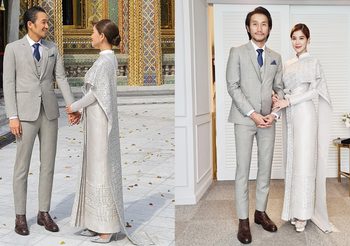 ก้อย รัชวิน ในลุคชุดไทยบรมพิมานสุดหรู ควงคู่ ตูน บอดี้สแลม กราบขอพรสมเด็จพระสังฆราชฯ