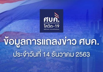 รายงาน โควิด-19 ในไทย วันที่ 14 ธ.ค. 63