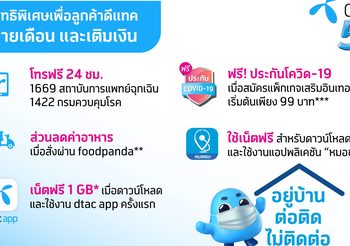 ดีแทคส่งความห่วงใย พร้อมให้ความมั่นใจกับลูกค้าได้ว่า “อยู่บ้าน ต่อติด ไม่ติดต่อ”