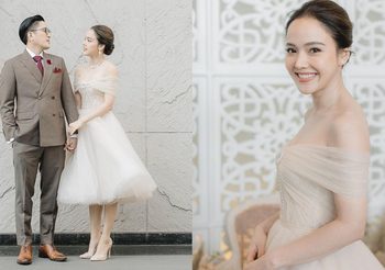 จอย ชลธิชา ตัวอย่าง เจ้าสาวตัวเล็ก ใส่ชุดแต่งงานสั้น แต่สวยแกรนด์น่าจดจำ