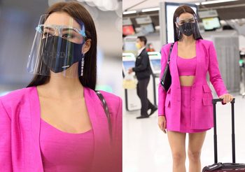 ไปเอามง3! Airport Look อแมนด้า ชาลิสา ในชุดผ้าไหมสีชมพู พร้อมบินไป มิสยูนิเวิร์ส