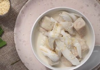 วิธีทำ แกงบวดเผือกมะพร้าวอ่อน เมนูขนมหวานไทยทำง่าย หอมอร่อย
