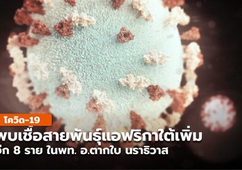 พบเพิ่ม 8 ตัวอย่าง เชื้อโควิด-19 สายพันธุ์แอฟริกาใต้