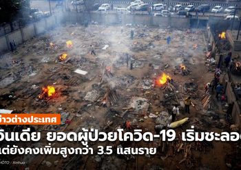 อินเดียผู้ป่วยโควิด-19 สะสมเกิน 20 ล้านราย แนวโน้มเริ่มชะลอตัว