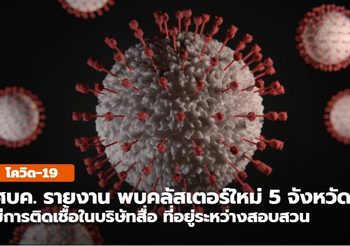 ศบค. เผย พบคลัสเตอร์ใหม่ 5 จังหวัด มีรายงานการติดเชื้อในบริษัทสื่อ