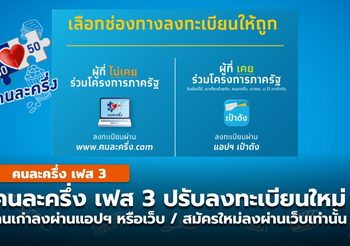 คนละครึ่ง เฟส 3 เปลี่ยนให้ลงทะเบียนใหม่หมด