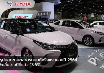 สรุปยอดขายตลาดรถยนต์ครึ่งแรกของปี 2564 เพิ่มขึ้นจากปีที่แล้ว 13.6%