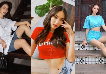 30 แฟชั่นสไตล์ มิน พีชญา ด้วยไอเท็ม เสื้อยืด เสื้อครอป สายเดี่ยว ดูดีน่ารักในแบบชิลๆ