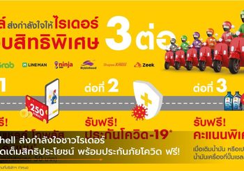 Shell ส่งกำลังใจชาวไรเดอร์ จัดเต็มสิทธิประโยชน์ พร้อมประกันภัยโควิด ฟรี!
