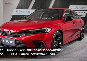 แรง! Honda Civic ใหม่ กวาดยอดจองทั่วไทยกว่า 3,500 คัน หลังเปิดตัวเพียง 1 เดือน