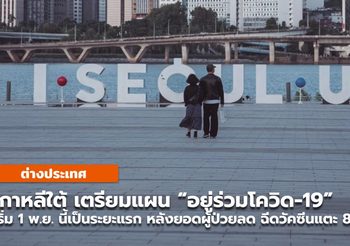 เกาหลีใต้ เปิดนโยบาย “อยู่ร่วมกับโควิด-19” เริ่ม พ.ย. นี้
