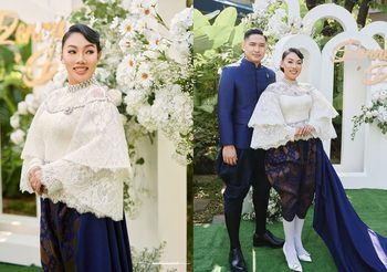 ดา เอ็นโดรฟิน เข้าสู่ประตูวิวาห์ ในลุคชุดไทยประยุกต์สุดหรู ใช้ผ้าไหมแพรวากาฬสินธุ์