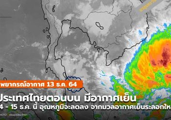 พยากรณ์อากาศ – 13 ธ.ค. ไทยตอนบนมีอากาศเย็น-หนาว