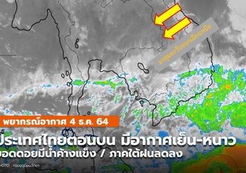 พยากรณ์อากาศ – 4 ธ.ค. ไทยตอนบนมีอากาศเย็น-หนาว