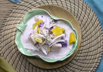 สูตร แกงบวดรวมมิตรนมอัลมอนด์ เมนูขนมหวานคลีนๆ