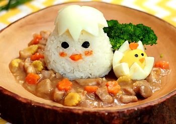 สูตร ข้าวราดผัดไก่กับไข่ต้ม เปลี่ยนข้าวธรรมดาให้เป็นเมนูน่ารักมากยิ่งขึ้น