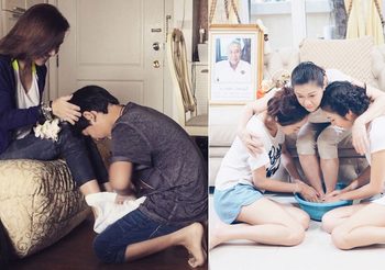 ล้างเท้าพ่อแม่ พิธีขอขมา ที่ลูกหลานดาราก็ให้ความสำคัญ