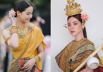 สงกรานต์คึกคัก เหล่าดาราสวม ชุดไทย คึกครื้น