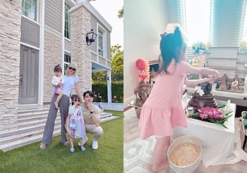 แอปเปิ้ล สีสะเหงียน โพสต์คลิปวันครอบครัว ให้ลูกเรียนรู้วิธี “สรงน้ำพระ”