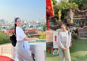 เบลล่า ทำบุญวัดภูเขาทอง รับสิ่งดีๆ ก่อนวันสงกรานต์