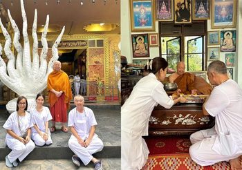 โม มนชนก ชวนพ่อแม่เข้าวัดปฏิบัติธรรม อิ่มบุญ ที่วัดป่าภูทับเบิก เพชรบูรณ์