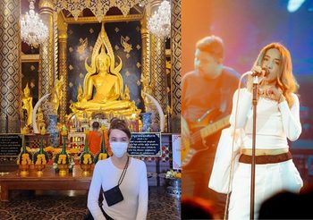 “ปาล์มมี่”กราบสักการะ หลวงพ่อพุทธชินราช พิษณุโลก หลังทัวร์คอนเสิร์ต