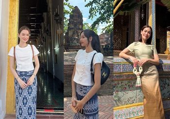 ปลุกกระแสแฟชั่นผ้าไทย! ‘ดารา-คนดัง’ พร้อมใจนุ่งซิ่นเข้าวัด